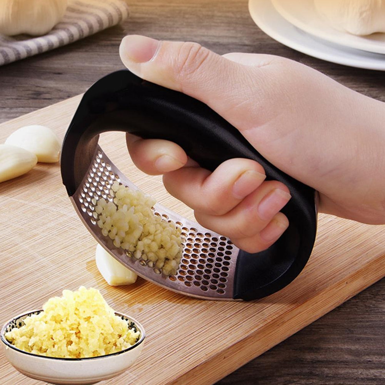 2350 Multipurpose Garlic Presser Squeeze Press Crusher Stainless Steel Kitchen Tools, Quick Handy Ginger Garlic Crusher DeoDap 2350 Multipurpose Garlic Presser Squeeze Press Crusher Stainless Steel Kitchen Tools, Quick Handy Ginger Garlic Crusher DeoDap